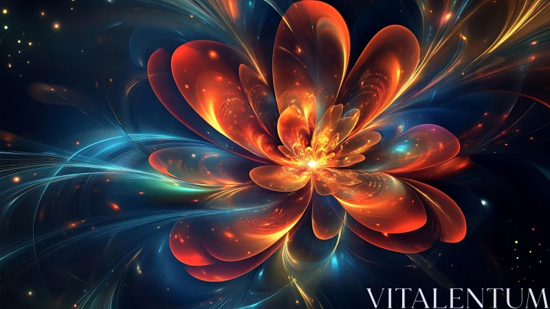 Fractal plasma blossom with radial luminous petal structures.