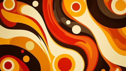 Retro sunbeams swirl into looping rivers of molten color