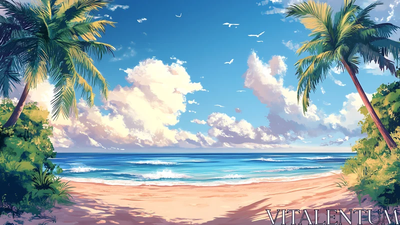 Tropical Beach Paradise. Golden Hour Coastal Escape.