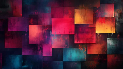 Vibrant Abstract Geometric Art with Colorful Overlapping Squares.