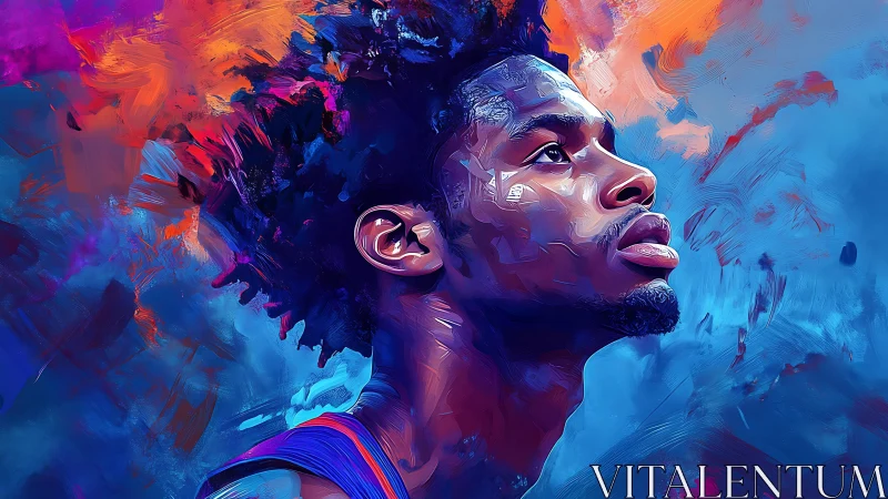 Male profile portrait rendered in vivid digital paint