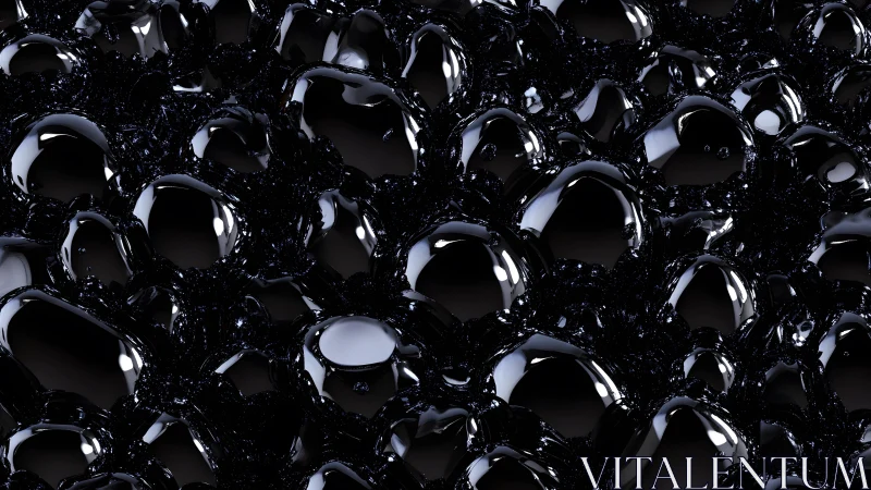 Shiny Black Liquid Bubbles Abstract Texture with High Gloss Finish.