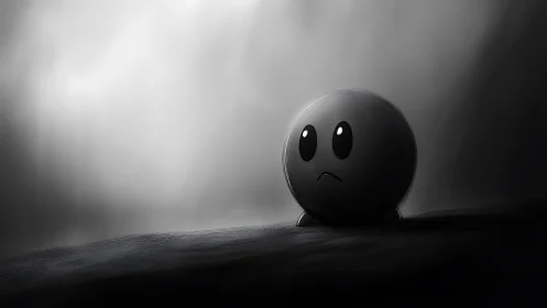 Lonely orb character under stark monochrome spotlight.