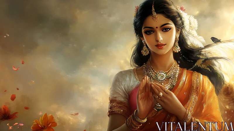 Elegant woman in traditional Indian attire portrait.