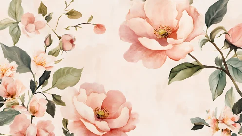 Whispered Peonies: A Watercolor Dream of Spring Blossoms.