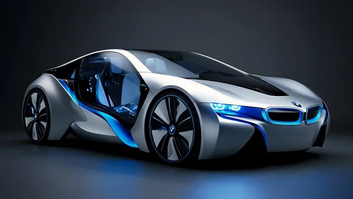 Futuristic BMW concept coupe with illuminated aero-glass cabin.