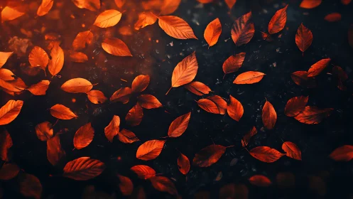 Embers Of Autumn Drift Across Midnight Pavement.