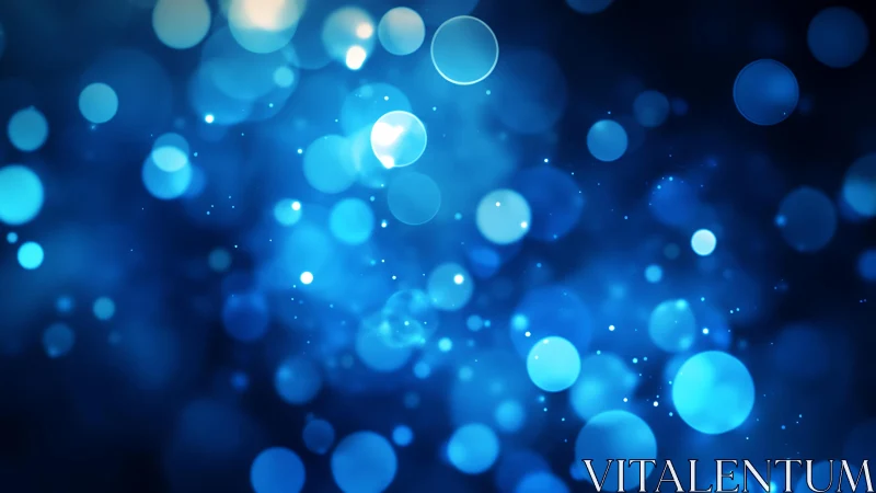 Abstract blue bokeh lights background with glowing circles.