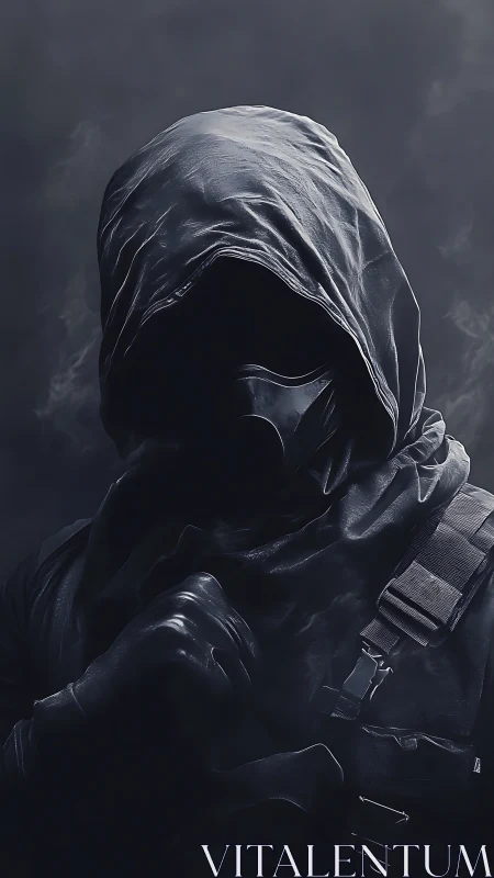 Storm-wreathed sentinel waits, cloaked in midnight armor