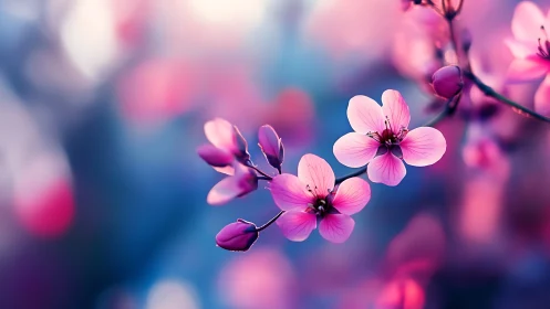 Pink Blossom Cascade: Shallow-Depth Floral Bokeh Study.
