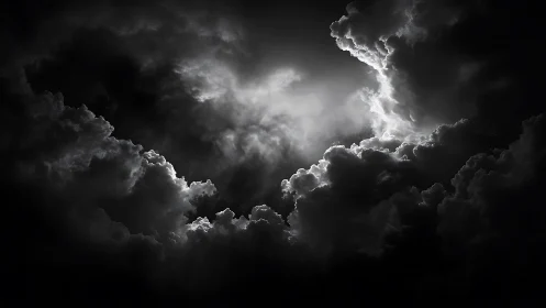 Storm clouds frame a dramatic burst of radiant light.