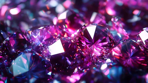 Vibrant pink sapphires scatter under prismatic studio light.