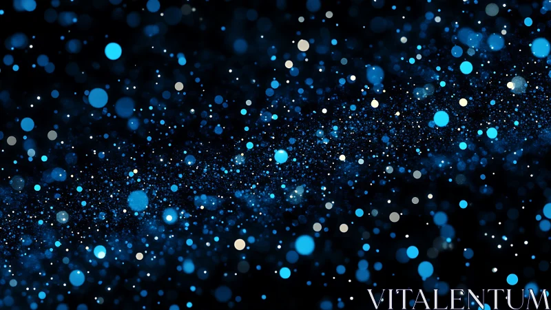 Shimmering blue particle field drifts across deep space.