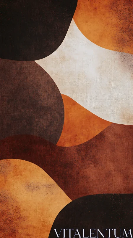 Curved earth tones form textured abstract vertical composition