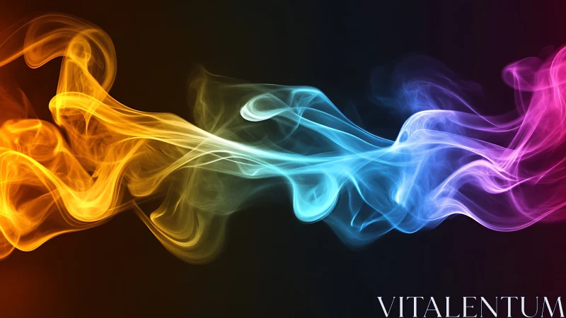 Tri-color luminous smoke waves over dark gradient field.