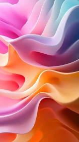 Multicolor fluid folds with soft gradients and satin translucency