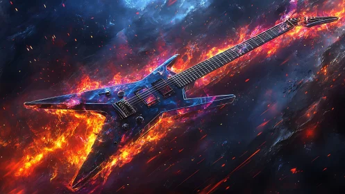 Stellar firestorm guitar shredding across a molten cosmos.