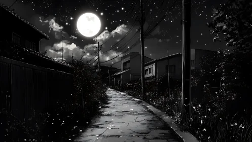 Moonlit alleyway quietly rehearses forgotten summer dreams