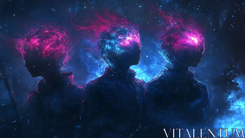 Triadic spectral silhouettes with bioluminescent neural flares