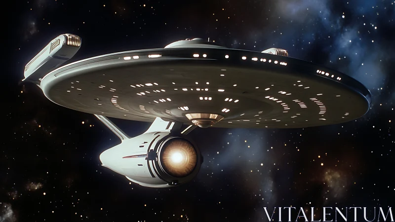 Starship render shows saucer-profile vessel in deep space