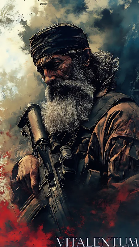 Stormworn sniper sage cradling shadows and steel.