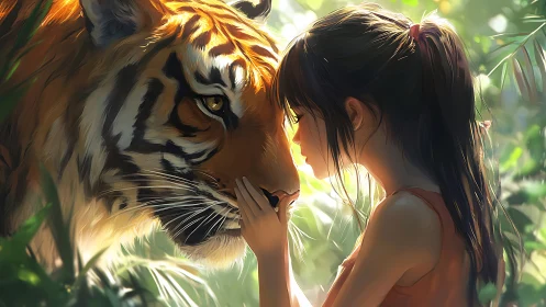 Child-tiger ocular convergence under diffused forest luminance.