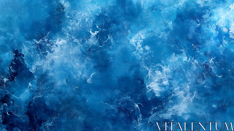 Abstract oceanic blue texture with swirling white highlights.