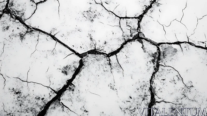 Weathered cracked white surface with dark fracture lines