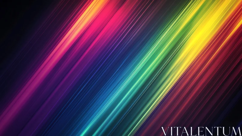 Diagonal neon spectrum streaks across deep digital void.