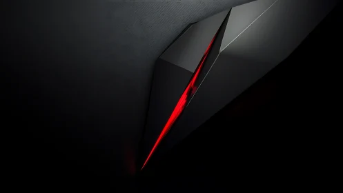 Angular black shard reveals a sharp neon red core glow