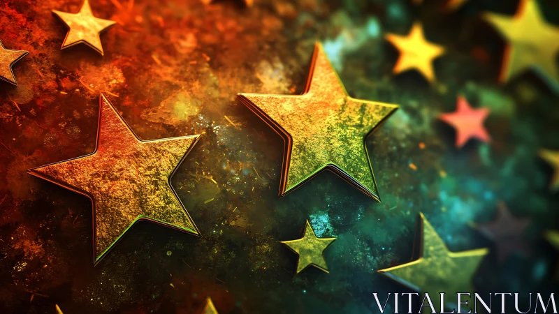 Rust-kissed cosmic stars drifting across molten color fields.