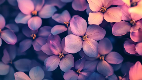 Soft-focused floral composition featuring translucent pink petals with golden stamens.