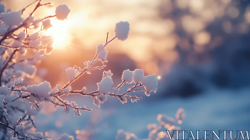 Winter sunrise kissing snow-laced branches with quiet light.