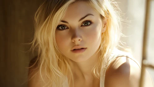 Sunlit gaze lingers softly between shadow and morning light