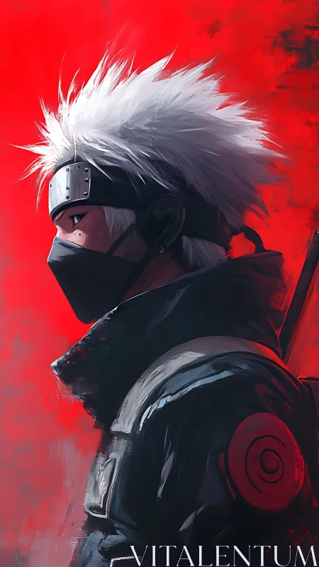 Digital painting profile portrait with dynamic red ground.