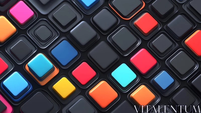 Vibrant 3D Geometric Squares Pattern in Modern Abstract Style.