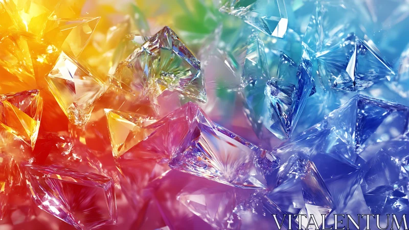 Multicolored refractive crystal cluster in abstract field.