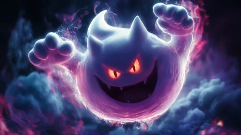 Playful ghostly spirit glowing with fiery, mischievous energy.