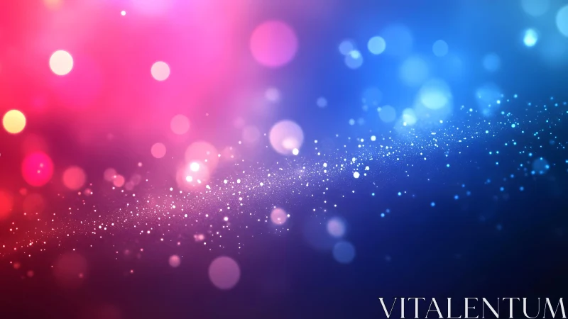 Vibrant Bokeh Light Abstract with Pink and Blue Gradient Background.
