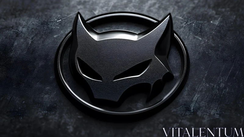 Sleek black panther emblem in metallic 3D style on dark background.