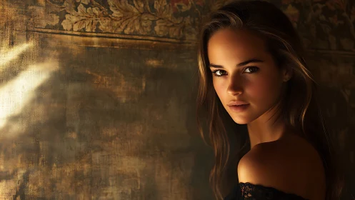 Golden portrait study with dramatic chiaroscuro glow.