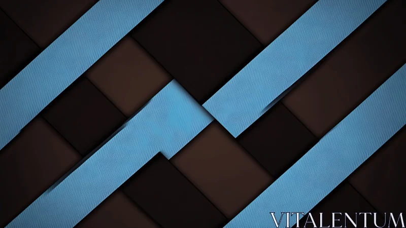 Interlocking blue ribbons create a bold geometric contrast