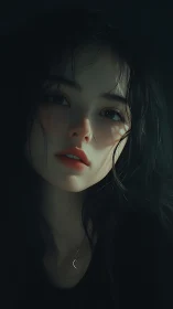 Digital portrait with cinematic chiaroscuro and soft realism.