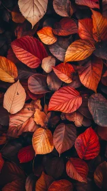 Autumn foliage macro study in warm red and ochre hues.