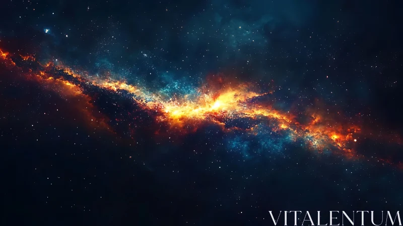 Elongated galactic nebula band with scattered star field.