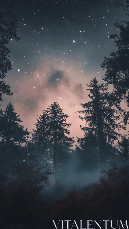 Enchanted Forest Night Under Glittering Stars