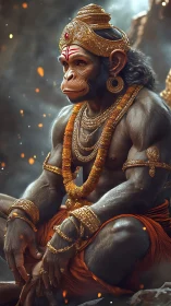 Divine simian warrior rendered in ornate golden regalia.