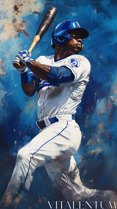 Electric blue diamond slugger coiled in painterly motion.