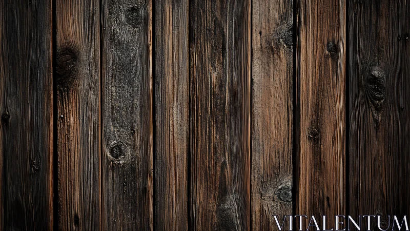 Charred wooden planks display rich vertical grain texture