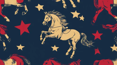Galloping star ponies on midnight parade wallpaper pattern.